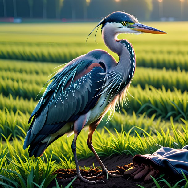 Pic of a heron in a gloves on the field