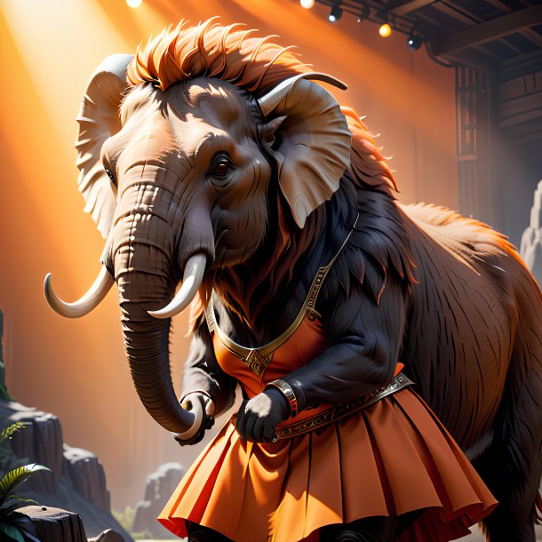 Picture of a mammoth in a orange skirt