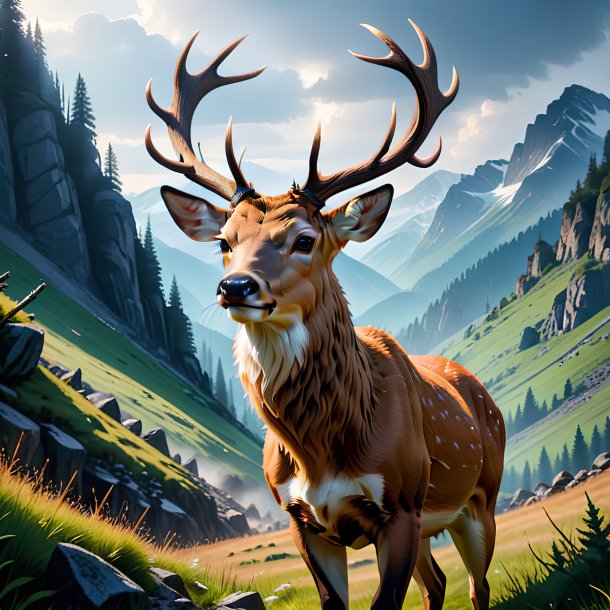 Picture of a angry of a deer in the mountains