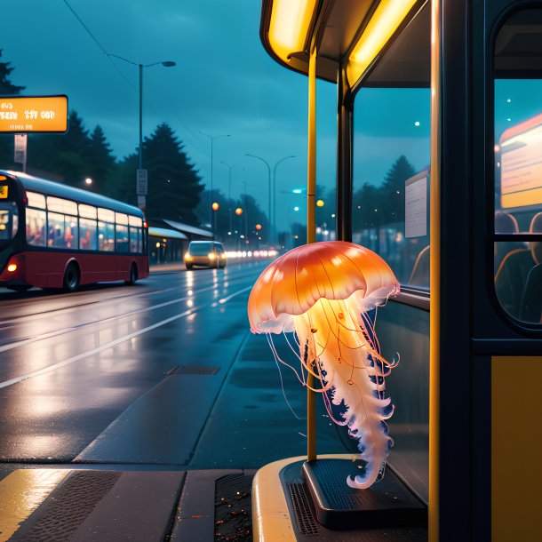 Foto de un trago de una medusa en la parada de autobús