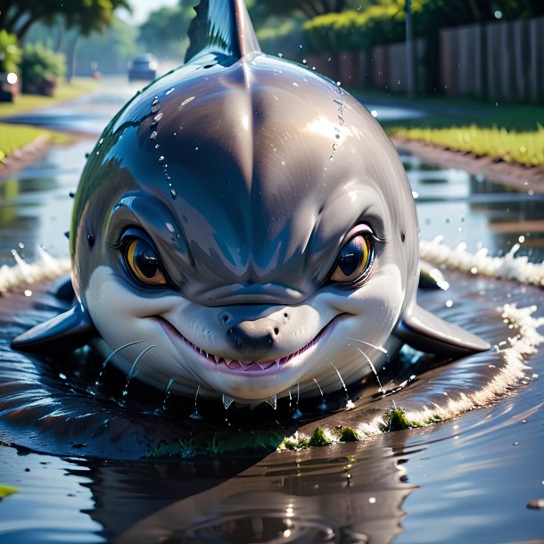 Pic of a angry of a dolphin in the puddle