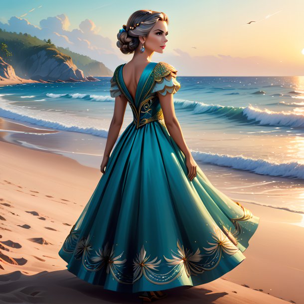 Illustration of a pike in a dress on the beach