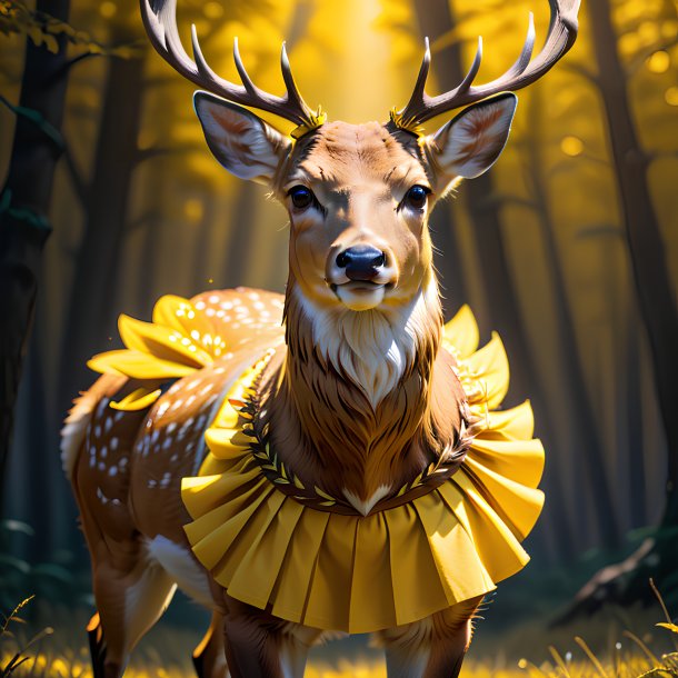 Picture of a deer in a yellow skirt