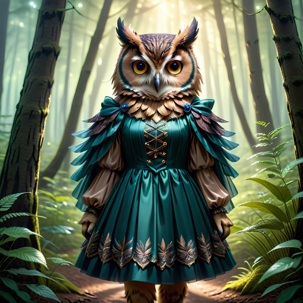 Picture of a owl in a dress in the forest