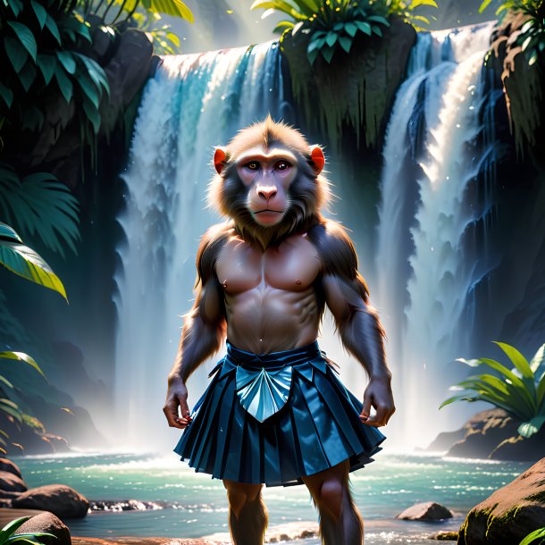 Pic of a baboon in a skirt in the waterfall