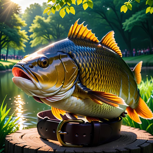 Photo of a carp in a belt in the park