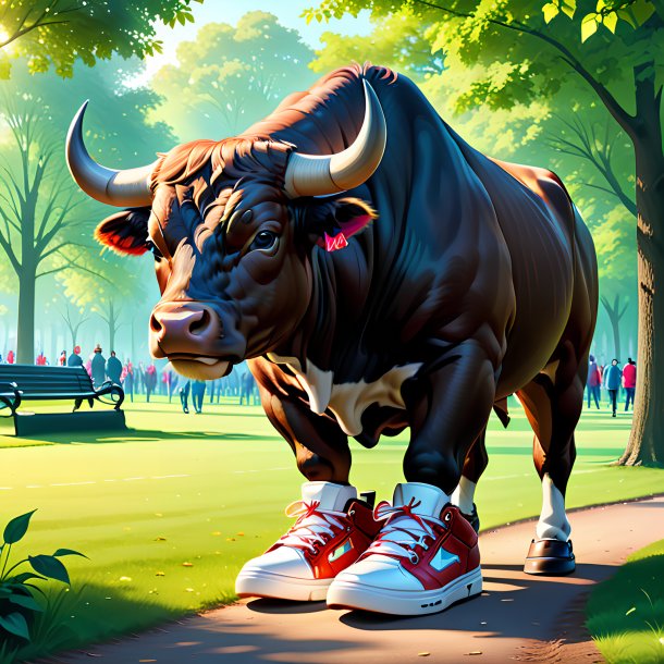 Drawing of a bull in a shoes in the park