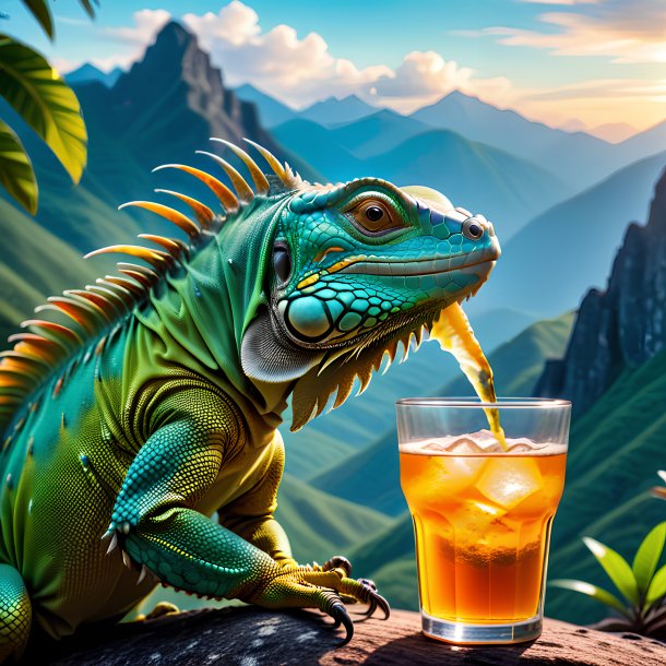 Pic d'une boisson d'iguane dans les montagnes