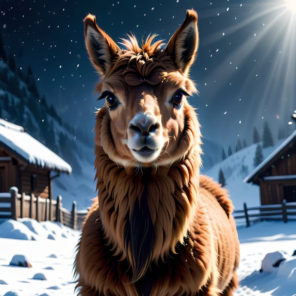 Pic of a threatening of a llama in the snow