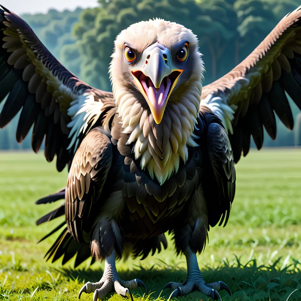 Photo of a threatening of a vulture on the field