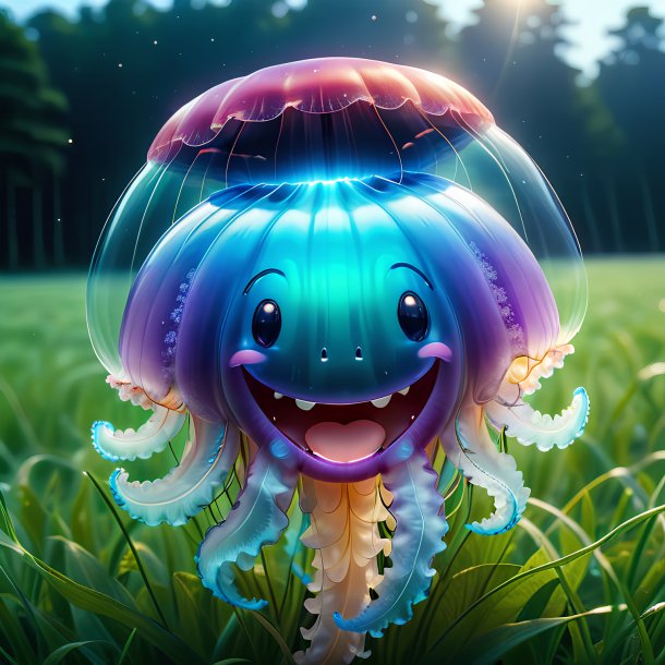 Photo of a smiling of a jellyfish on the field