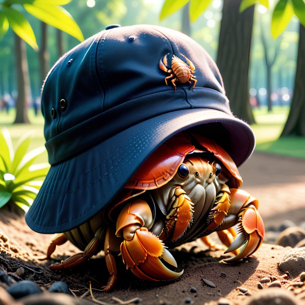 Pic of a hermit crab in a cap in the park