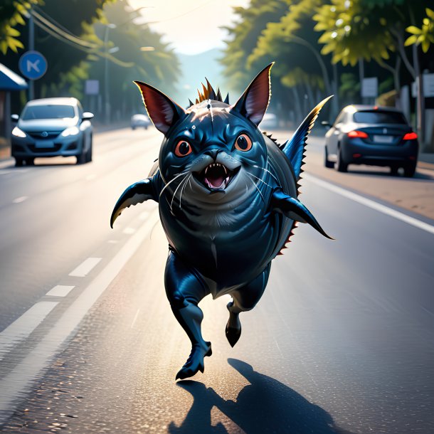 Picture of a dancing of a tuna on the road