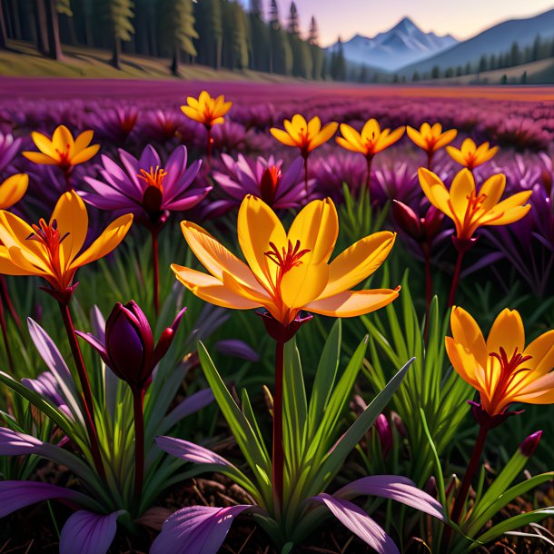 Portrayal of a maroon meadow saffron