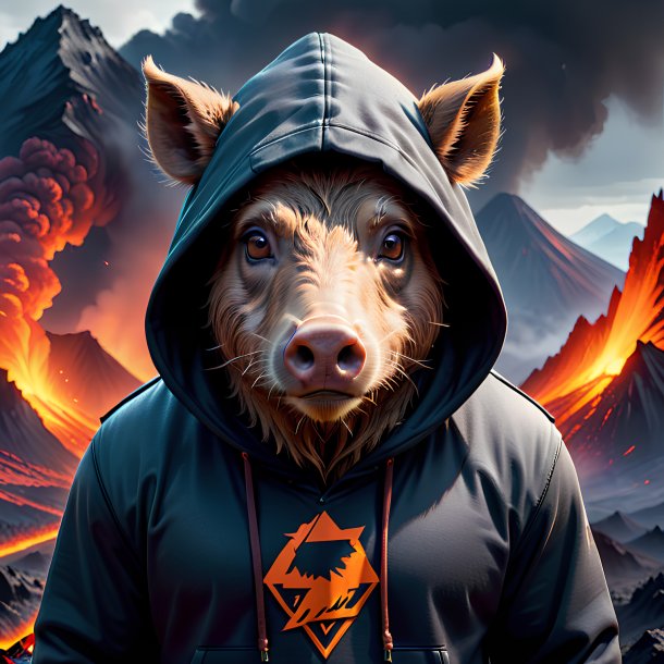 Pic of a boar in a hoodie in the volcano