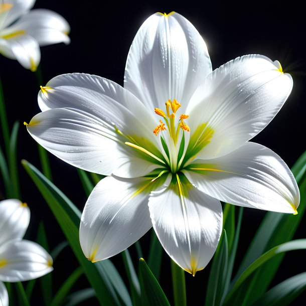 Depicting of a silver zephyranthes