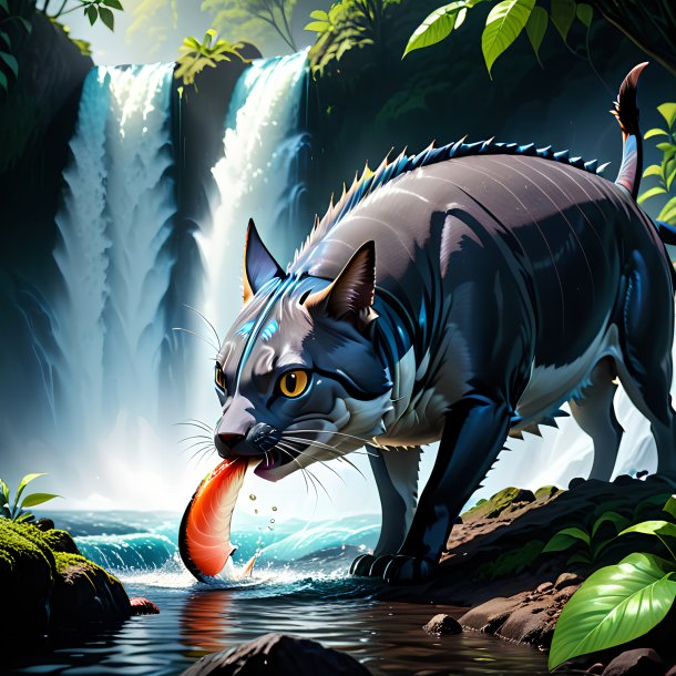 Image of a drinking of a tuna in the waterfall