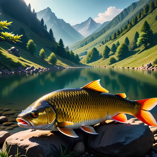 Image of a waiting of a carp in the mountains