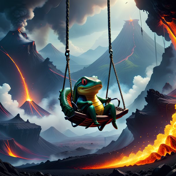 Picture of a swinging on a swing of a eel in the volcano