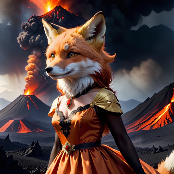 Pic of a fox in a dress in the volcano