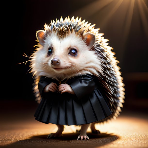 Image of a hedgehog in a black skirt