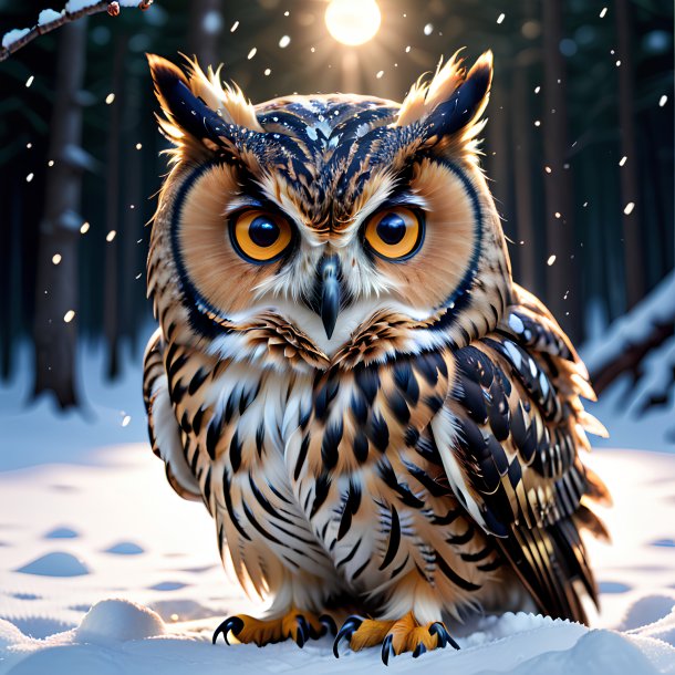 Image of a drinking of a owl in the snow