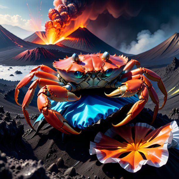 Image of a crab in a gloves in the volcano