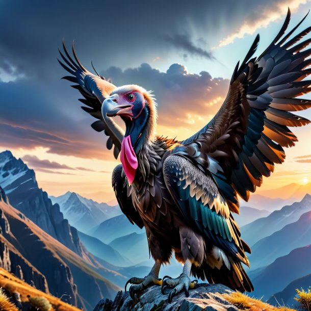 Image of a crying of a vulture in the mountains