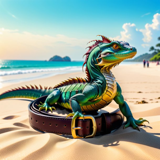 Picture of a basilisk in a belt on the beach