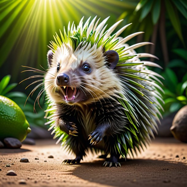 Image of a lime dancing porcupine