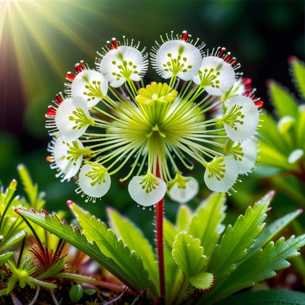 Photo of a white round-leaved sundew