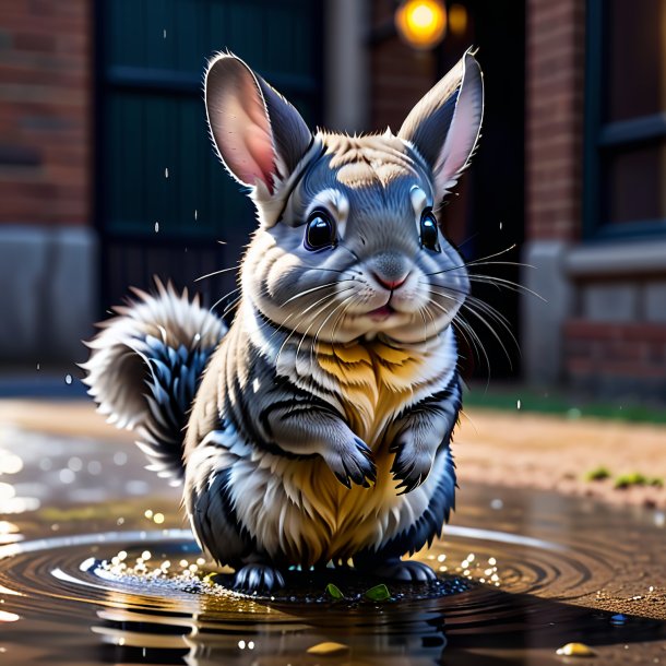 Image of a dancing of a chinchillas in the puddle