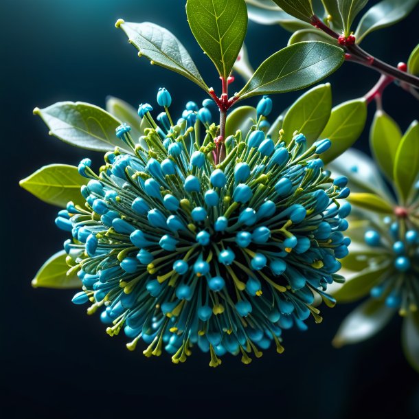 Portrait of a cyan mistletoe