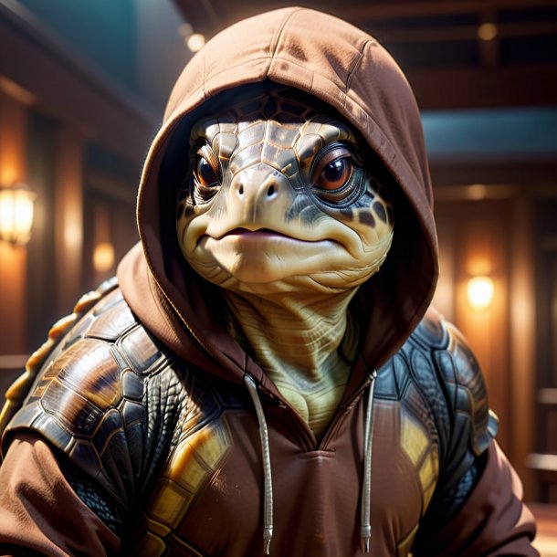 Image of a turtle in a brown hoodie