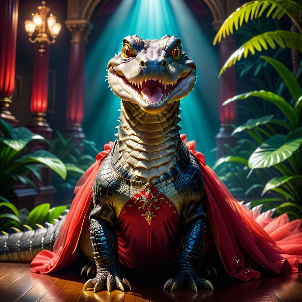 Pic d'un alligator dans une robe rouge