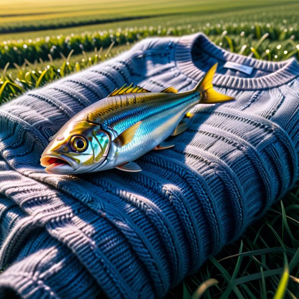 Photo of a sardines in a sweater on the field