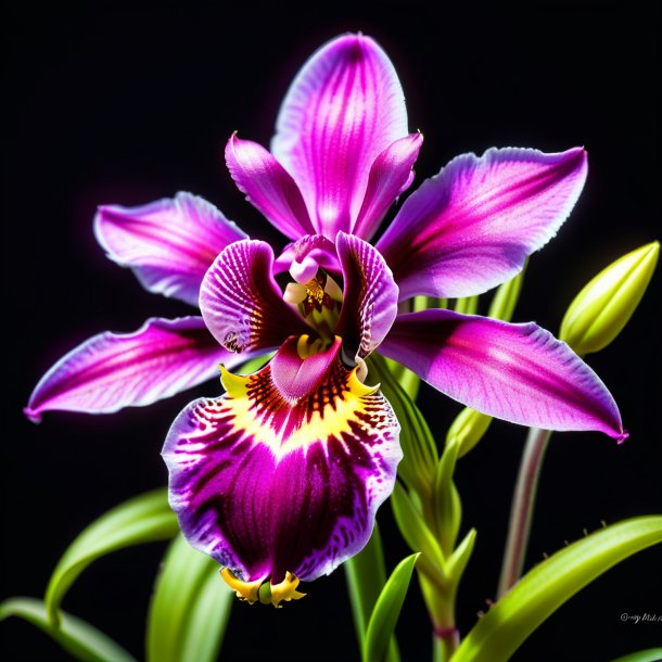 Dibujo de un ophrys magenta, orquídea de araña