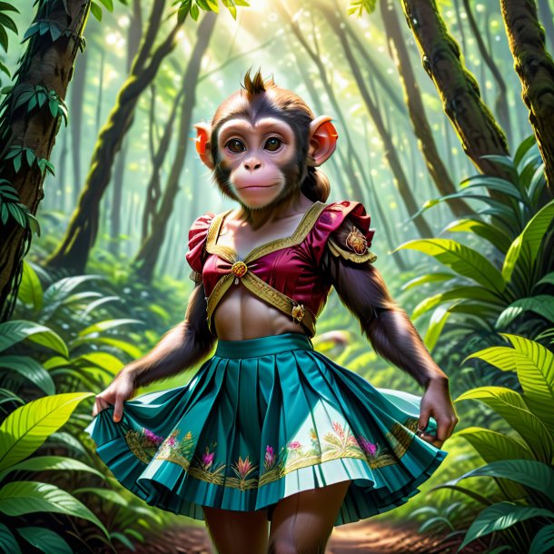 Drawing of a monkey in a skirt in the forest