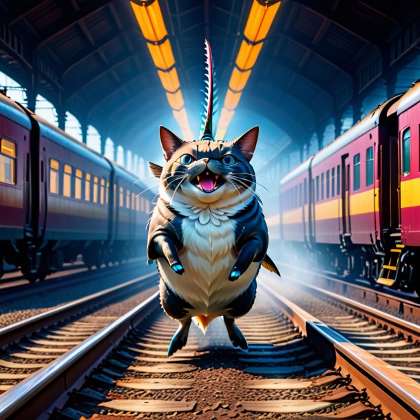 Picture of a dancing of a tuna on the railway tracks