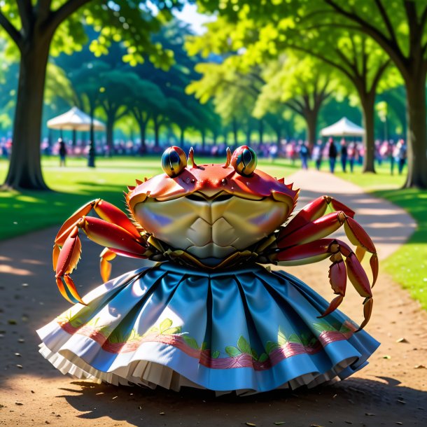 Pic d'un crabe dans une jupe dans le parc