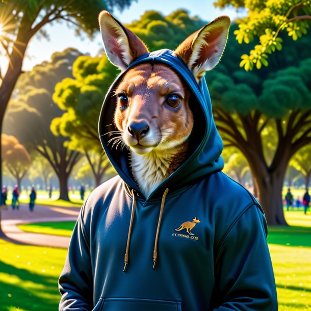 Picture of a kangaroo in a hoodie in the park