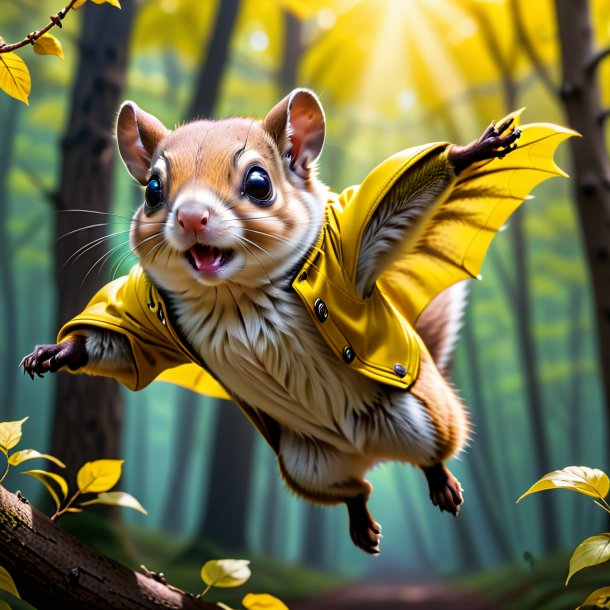 Photo of a flying squirrel in a yellow coat