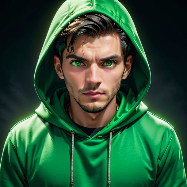 Retrato de um hoodie verde de pedra