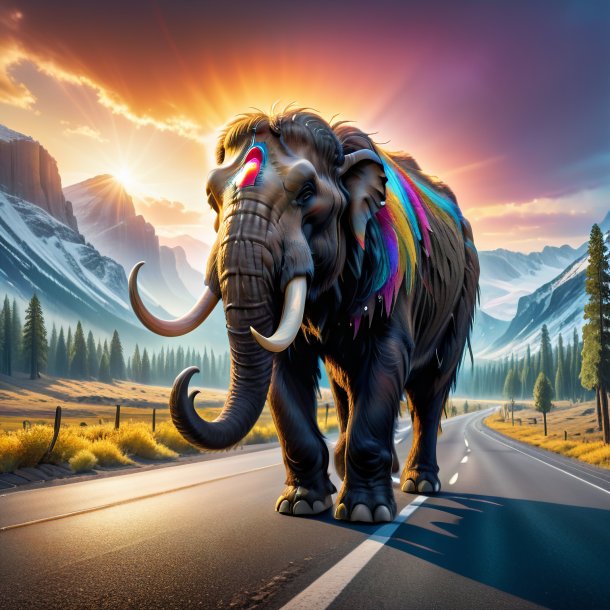 Image of a crying of a mammoth on the road