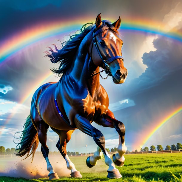 Image of a angry of a horse on the rainbow