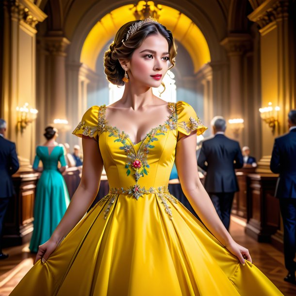 Foto de um mol em um vestido amarelo