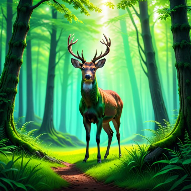 Image of a green waiting deer