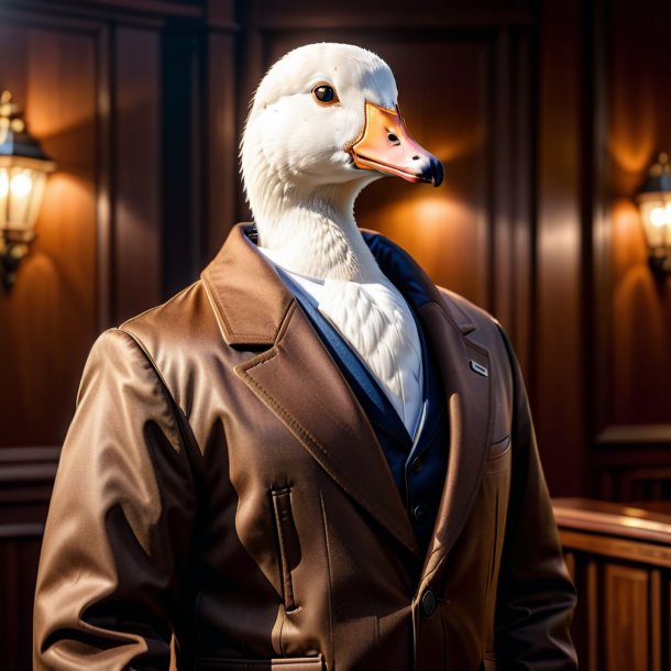 Picture of a goose in a brown jacket