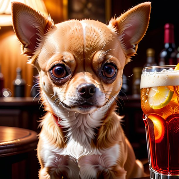 Pic of a red drinking chihuahua