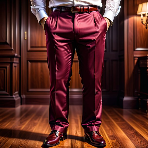 Image of a maroon trousers from wood